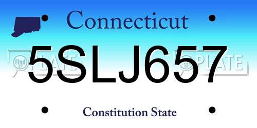 5SLJ657 Connecticut License Plate