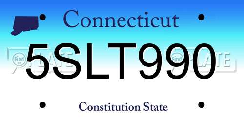 5SLT990 Connecticut License Plate