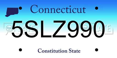 5SLZ990 Connecticut License Plate