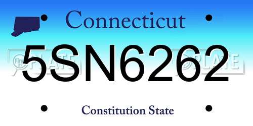 5SN6262 Connecticut License Plate