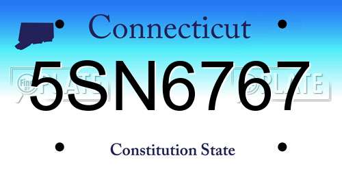 5SN6767 Connecticut License Plate