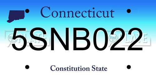 5SNB022 Connecticut License Plate