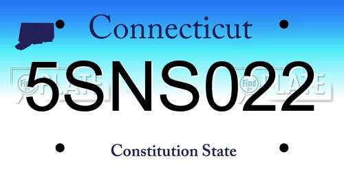 5SNS022 Connecticut License Plate