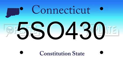 5SO430 Connecticut License Plate