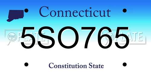 5SO765 Connecticut License Plate