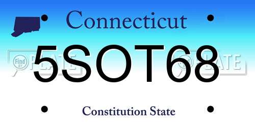 5SOT68 Connecticut License Plate