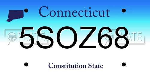5SOZ68 Connecticut License Plate