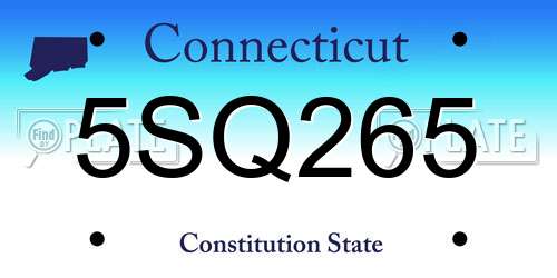 5SQ265 Connecticut License Plate