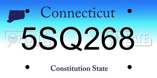 5SQ268 Connecticut License Plate