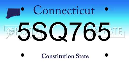 5SQ765 Connecticut License Plate