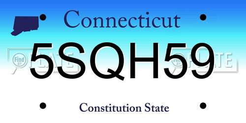 5SQH59 Connecticut License Plate
