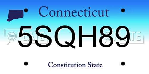 5SQH89 Connecticut License Plate