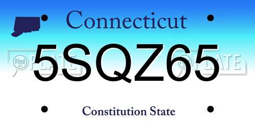 5SQZ65 Connecticut License Plate