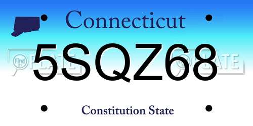 5SQZ68 Connecticut License Plate