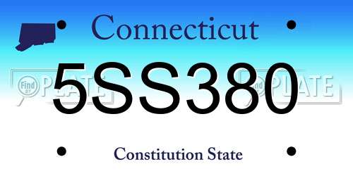 5SS380 Connecticut License Plate