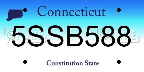 5SSB588 Connecticut License Plate