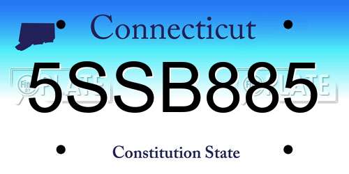 5SSB885 Connecticut License Plate