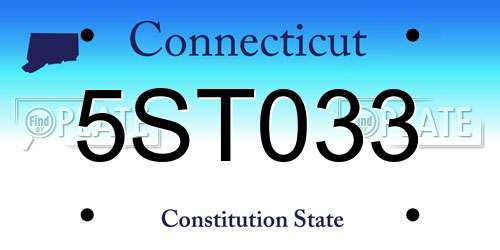 5ST033 Connecticut License Plate