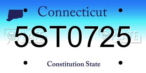 5ST0725 Connecticut License Plate