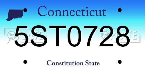 5ST0728 Connecticut License Plate