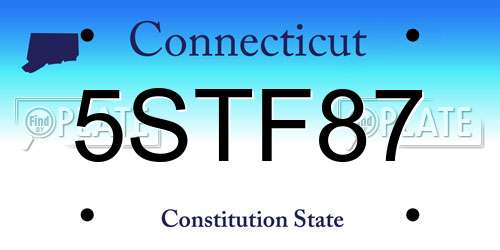 5STF87 Connecticut License Plate