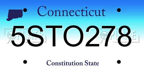 5STO278 Connecticut License Plate