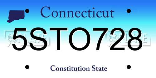 5STO728 Connecticut License Plate