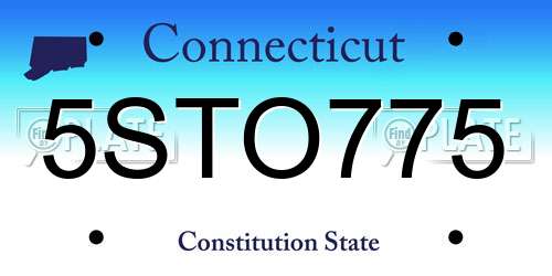 5STO775 Connecticut License Plate