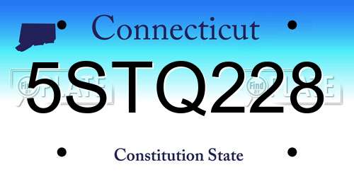 5STQ228 Connecticut License Plate