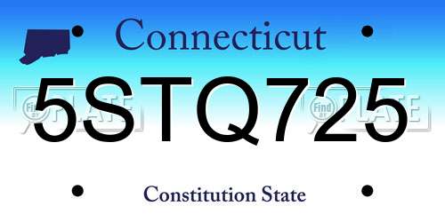 5STQ725 Connecticut License Plate