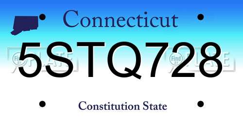 5STQ728 Connecticut License Plate