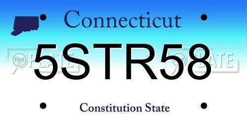 5STR58 Connecticut License Plate
