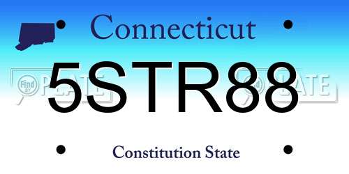 5STR88 Connecticut License Plate