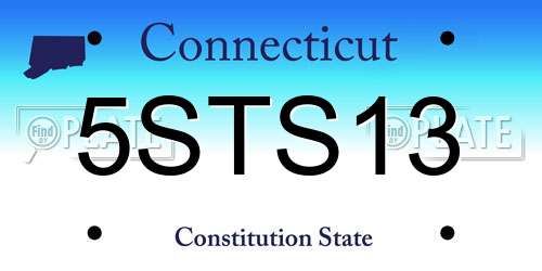 5STS13 Connecticut License Plate