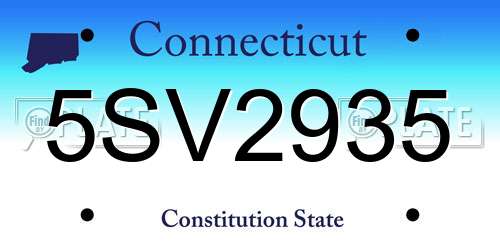 5SV2935 Connecticut License Plate