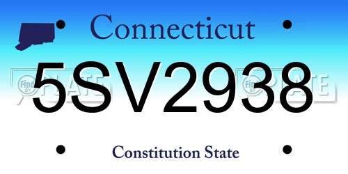5SV2938 Connecticut License Plate