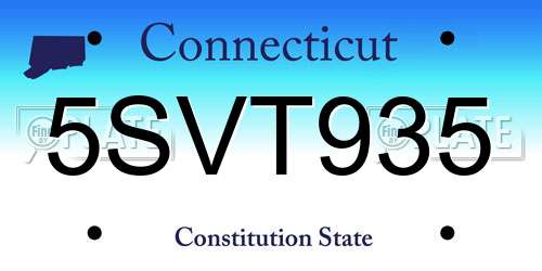 5SVT935 Connecticut License Plate