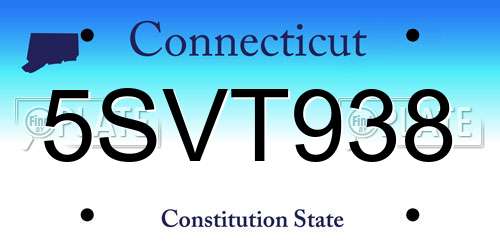5SVT938 Connecticut License Plate