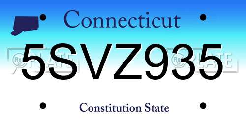 5SVZ935 Connecticut License Plate