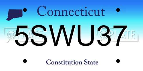 5SWU37 Connecticut License Plate