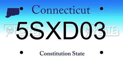 5SXD03 Connecticut License Plate