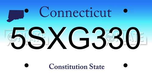 5SXG330 Connecticut License Plate