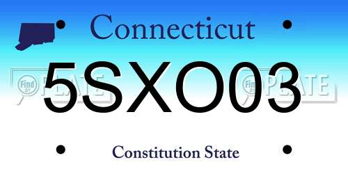 5SXO03 Connecticut License Plate