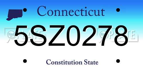 5SZ0278 Connecticut License Plate