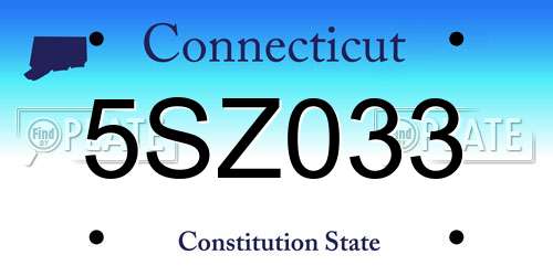 5SZ033 Connecticut License Plate