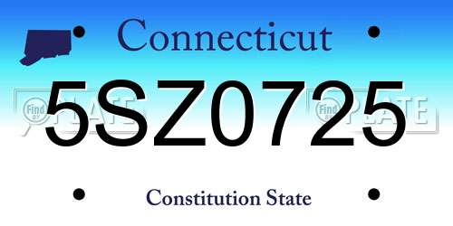 5SZ0725 Connecticut License Plate