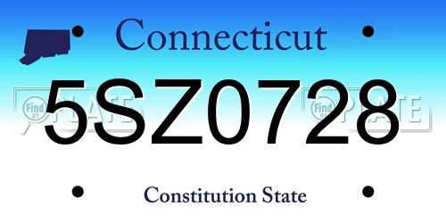 5SZ0728 Connecticut License Plate