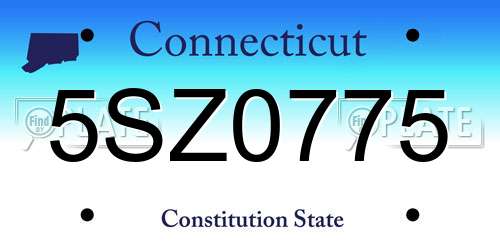 5SZ0775 Connecticut License Plate
