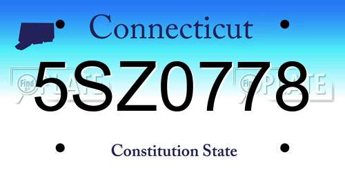 5SZ0778 Connecticut License Plate
