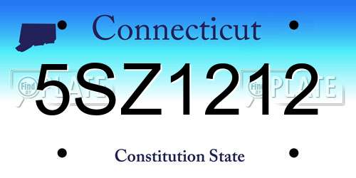5SZ1212 Connecticut License Plate